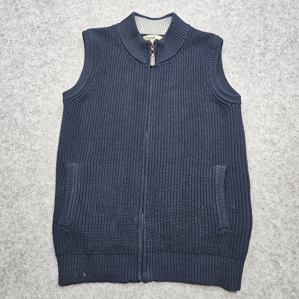 Orton Brothers‎ Sweater Vest Mens Medium Blue Knit Sleeveless Full Front Zip Up